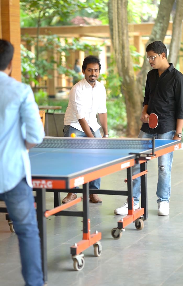 Table tennis in play in the games pavilion